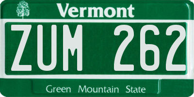 VT license plate ZUM262