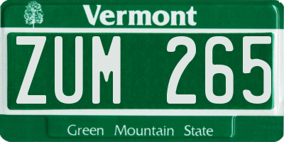 VT license plate ZUM265