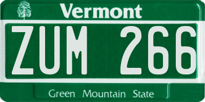 VT license plate ZUM266