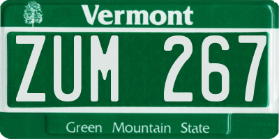 VT license plate ZUM267