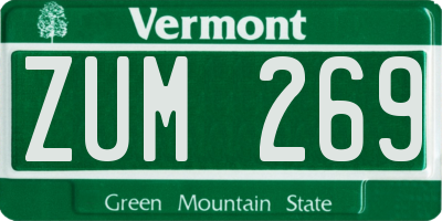 VT license plate ZUM269