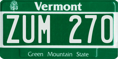 VT license plate ZUM270