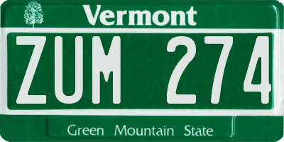 VT license plate ZUM274