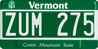 VT license plate ZUM275