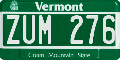 VT license plate ZUM276