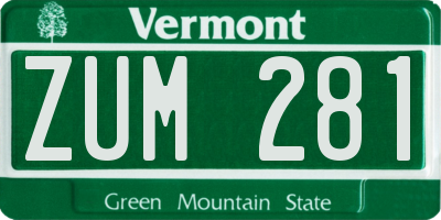 VT license plate ZUM281