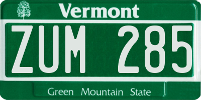 VT license plate ZUM285