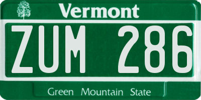 VT license plate ZUM286