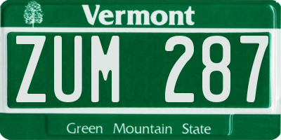 VT license plate ZUM287