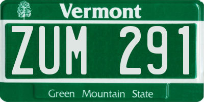 VT license plate ZUM291