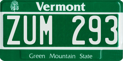 VT license plate ZUM293
