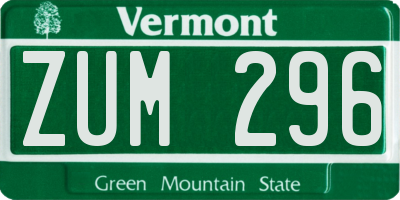 VT license plate ZUM296