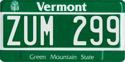 VT license plate ZUM299