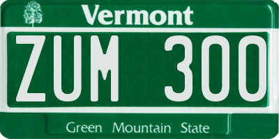 VT license plate ZUM300