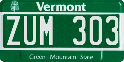 VT license plate ZUM303