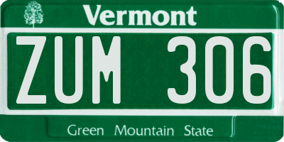 VT license plate ZUM306
