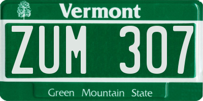 VT license plate ZUM307