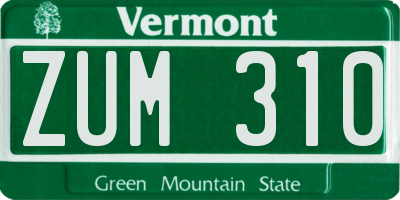 VT license plate ZUM310
