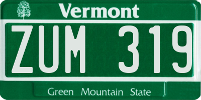 VT license plate ZUM319