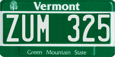 VT license plate ZUM325