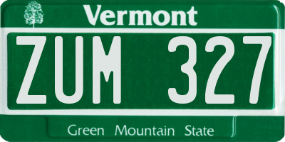 VT license plate ZUM327