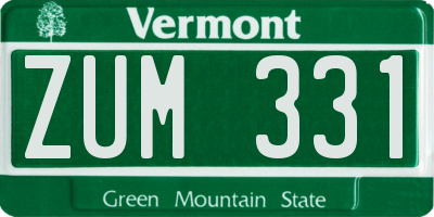 VT license plate ZUM331
