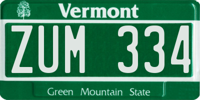 VT license plate ZUM334