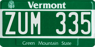 VT license plate ZUM335