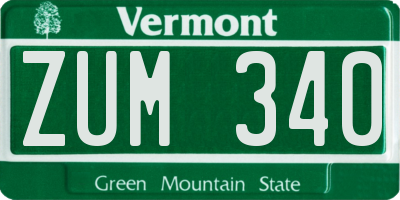 VT license plate ZUM340