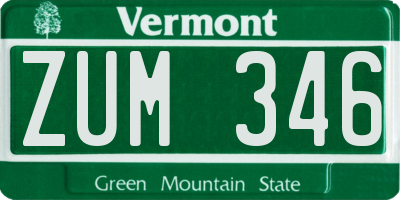 VT license plate ZUM346