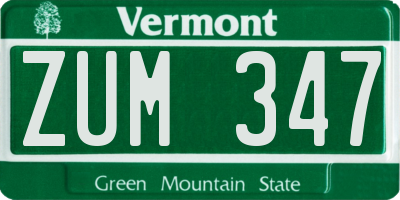 VT license plate ZUM347