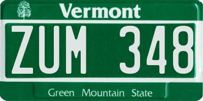 VT license plate ZUM348