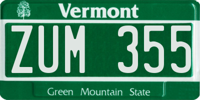 VT license plate ZUM355