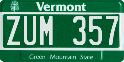 VT license plate ZUM357