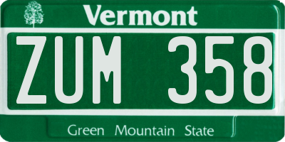 VT license plate ZUM358