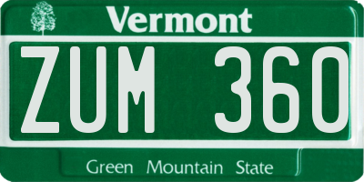 VT license plate ZUM360
