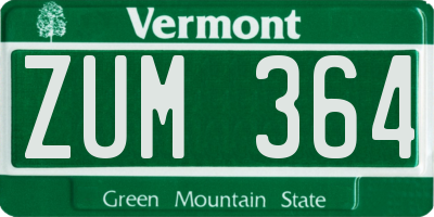 VT license plate ZUM364