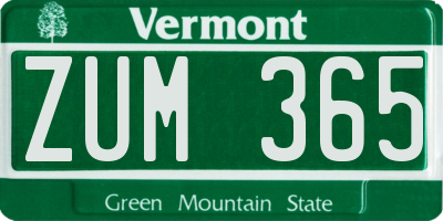 VT license plate ZUM365