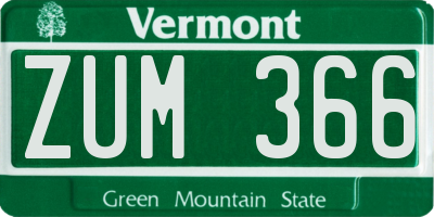 VT license plate ZUM366