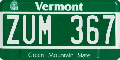 VT license plate ZUM367