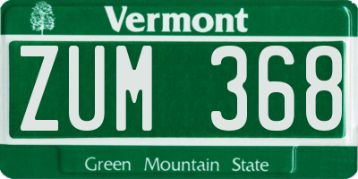 VT license plate ZUM368