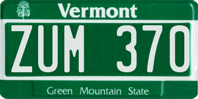 VT license plate ZUM370
