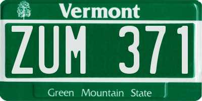 VT license plate ZUM371
