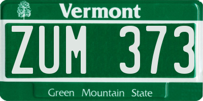 VT license plate ZUM373