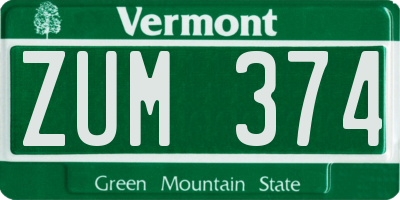 VT license plate ZUM374