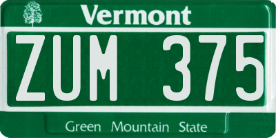 VT license plate ZUM375