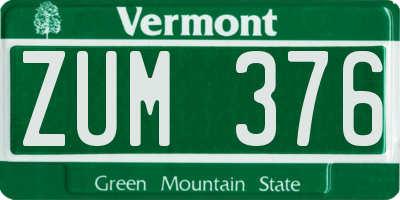 VT license plate ZUM376