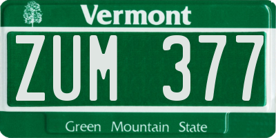 VT license plate ZUM377