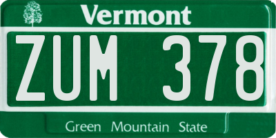 VT license plate ZUM378
