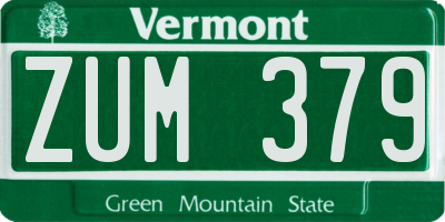 VT license plate ZUM379